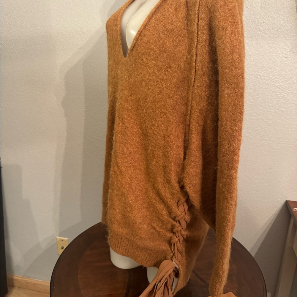 FREE PEOPLE “BE MINE” BROWN OVERSIZED TUNIC SWEATER - Picture 2 of 6